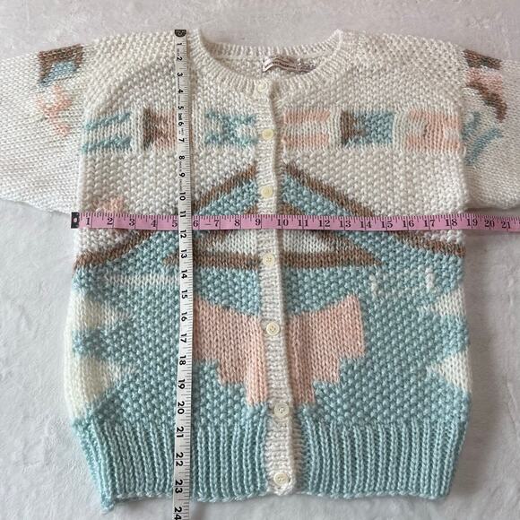 Lauren Hansen Vintage Knit Cardigan Sweater pastel Women’s size Small Geometric - Picture 5 of 6